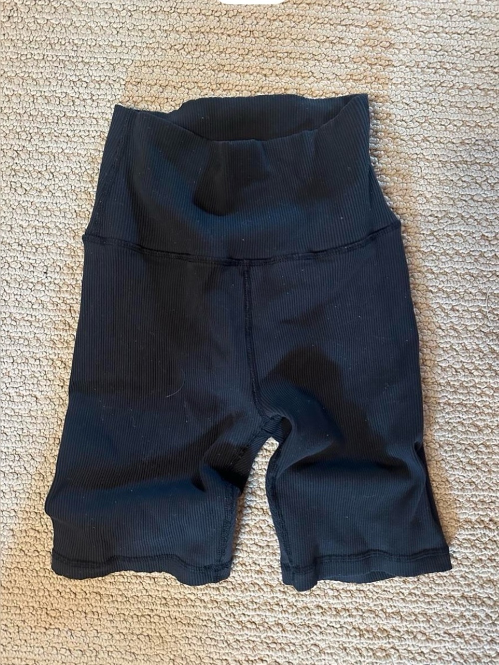 aerie Black Ribbed High-Waist Bike Shorts